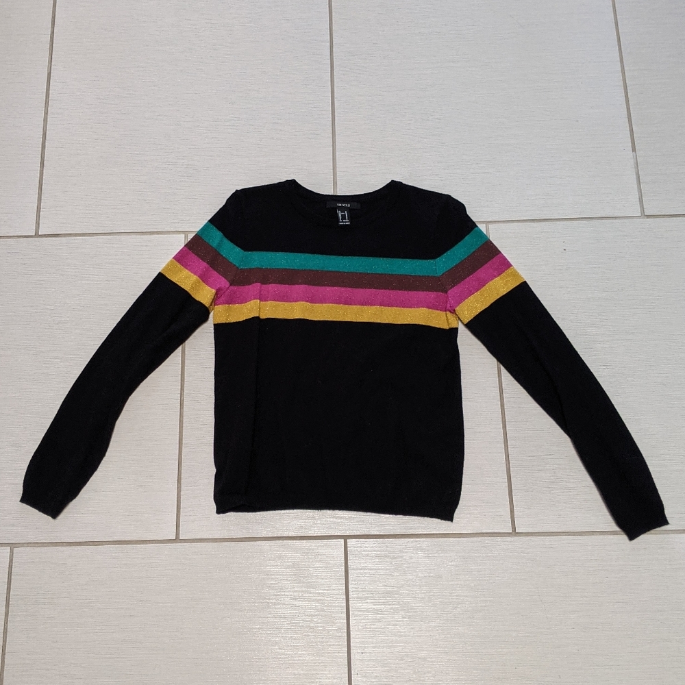 Medium black sweater with multicolored stripes, from Forever 21